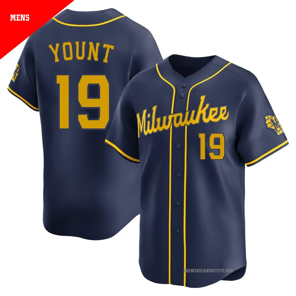 Men's ＃19 Robin Yount Milwaukee Brewers Navy Limited Alternate Jersey