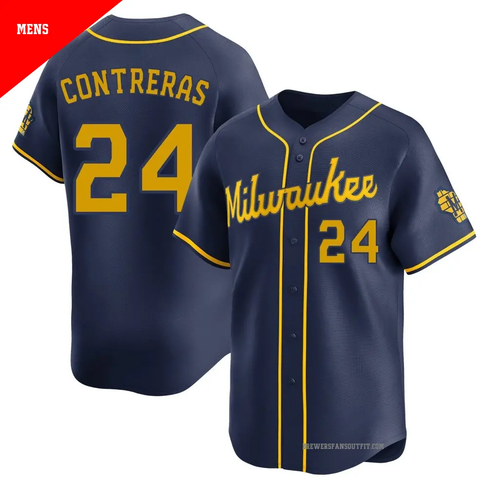 Men's ＃24 William Contreras Milwaukee Brewers Navy Limited Alternate Jersey