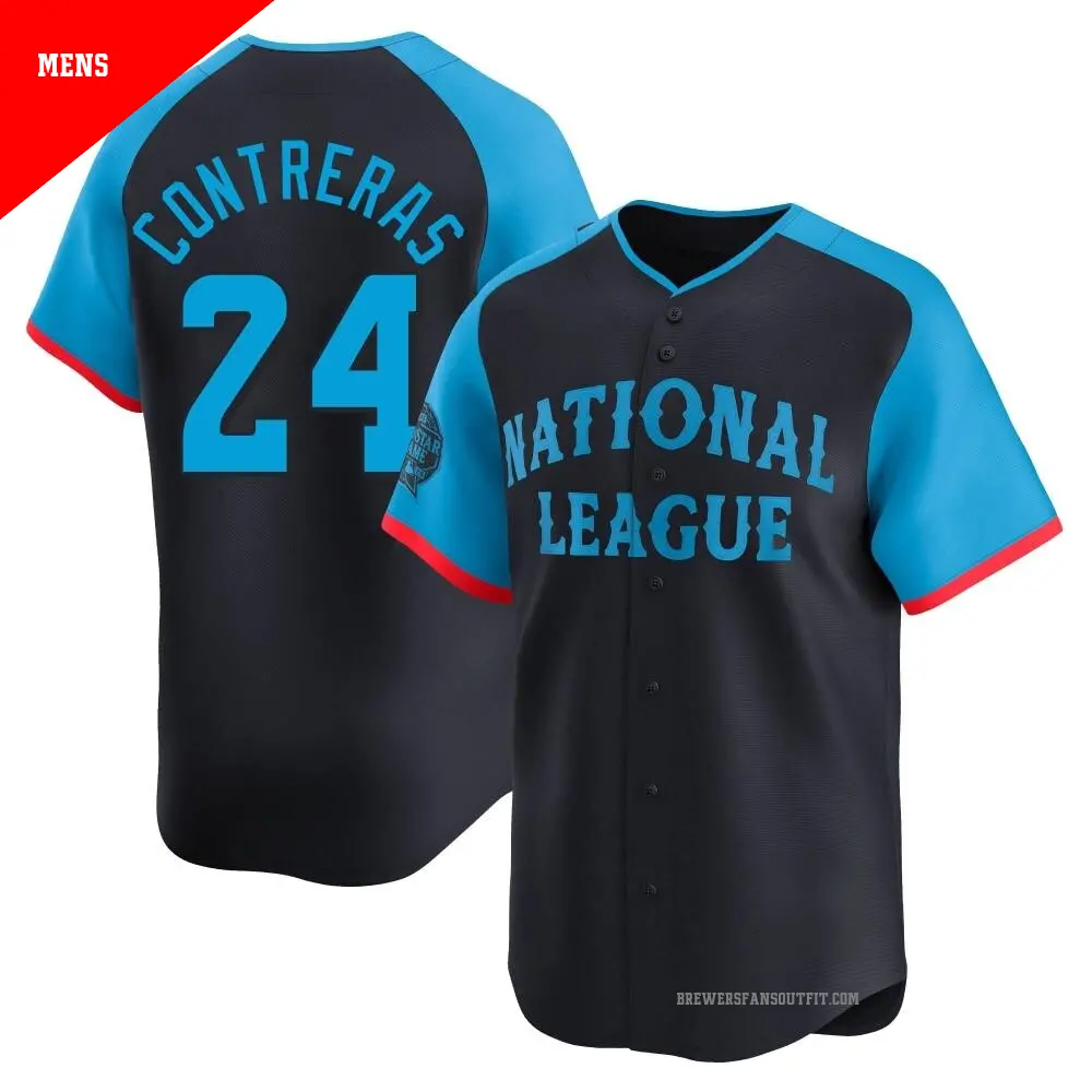 Men's ＃24 William Contreras Milwaukee Brewers Navy Limited National League 2024 All-Star Game Jersey