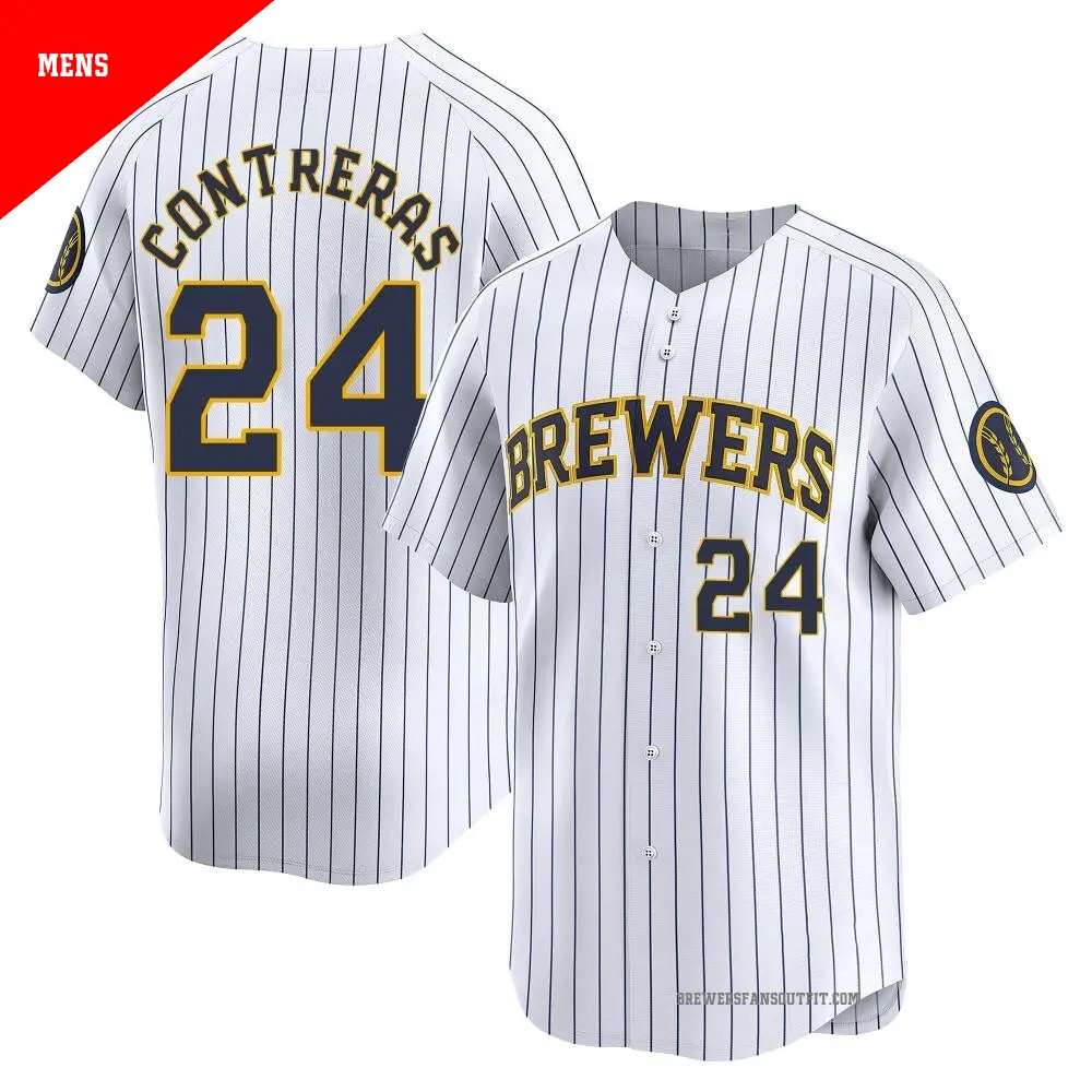 Men's ＃24 William Contreras Milwaukee Brewers White Limited Alternate Jersey