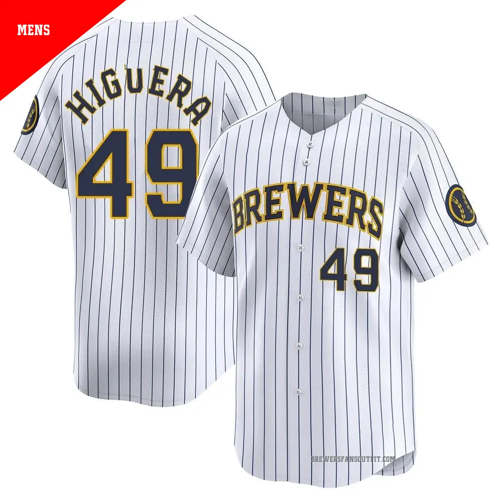 Men's ＃49 Teddy Higuera Milwaukee Brewers White Limited Alternate Jersey