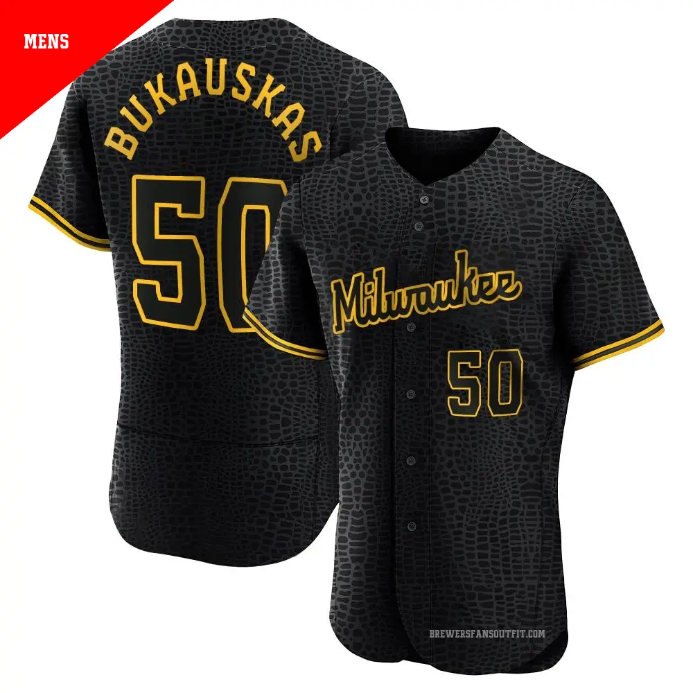 Men's ＃50 J.B. Bukauskas Milwaukee Brewers Black Authentic Snake Skin City Jersey