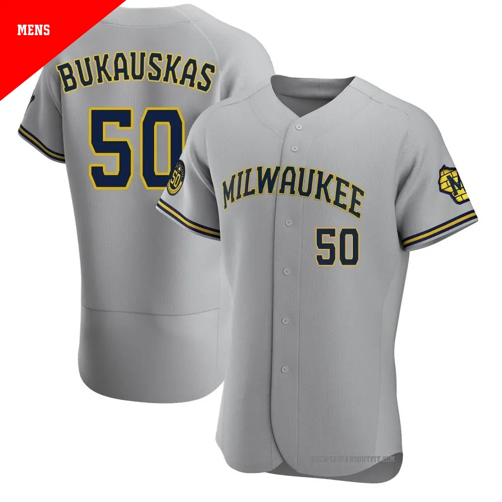 Men's ＃50 J.B. Bukauskas Milwaukee Brewers Gray Authentic Road Jersey