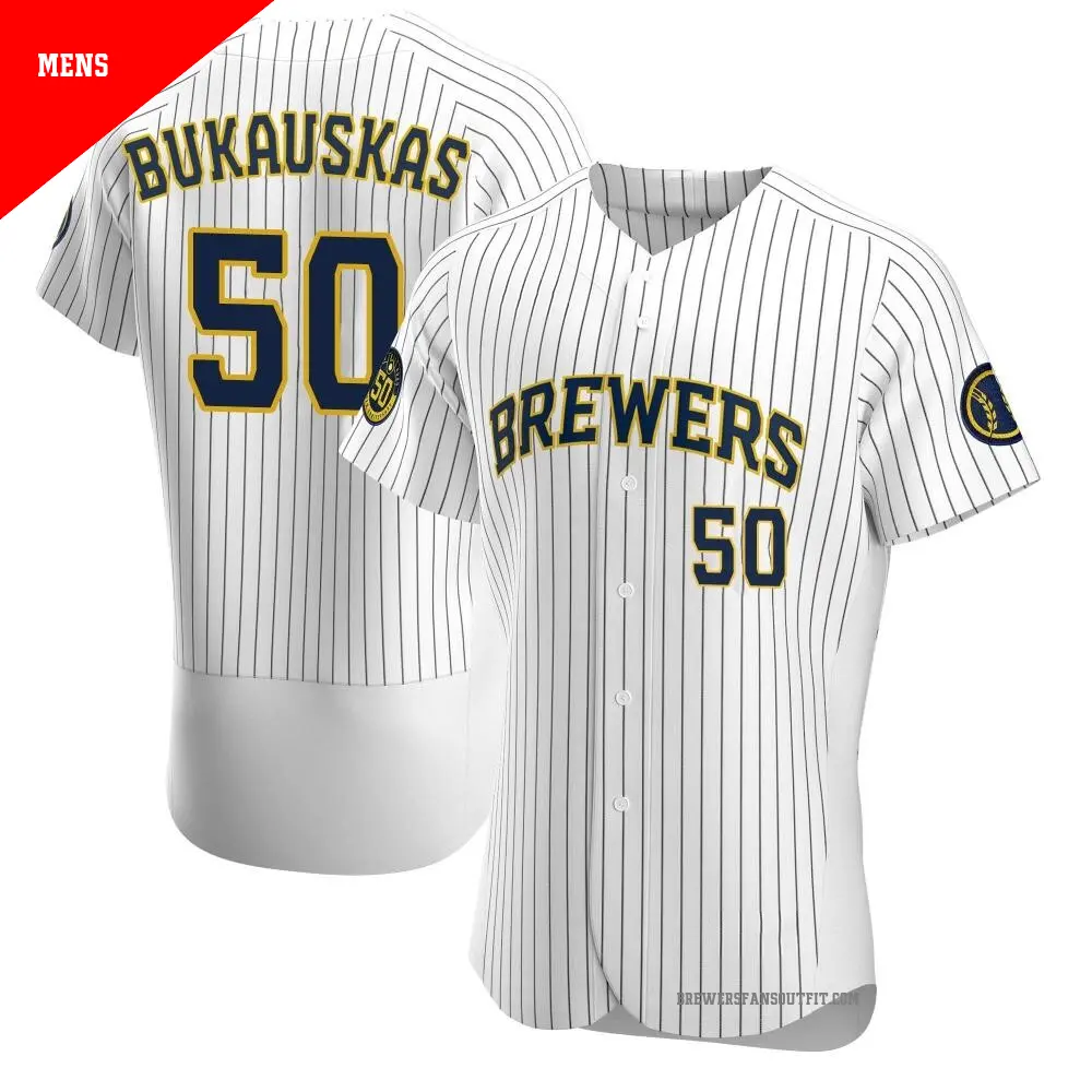 Men's ＃50 J.B. Bukauskas Milwaukee Brewers White Authentic Alternate Jersey