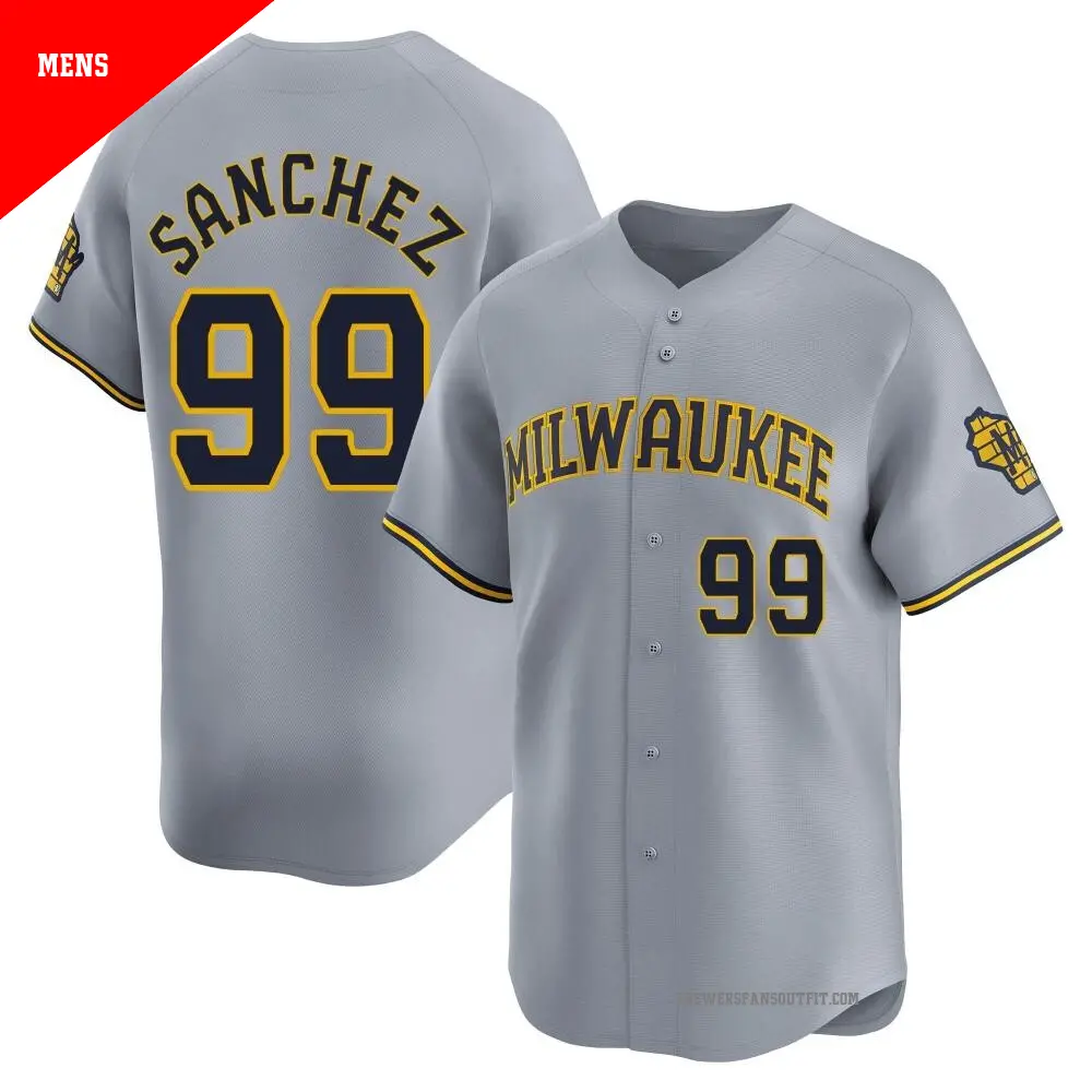 Men's ＃99 Gary Sanchez Milwaukee Brewers Gray Limited Away Jersey