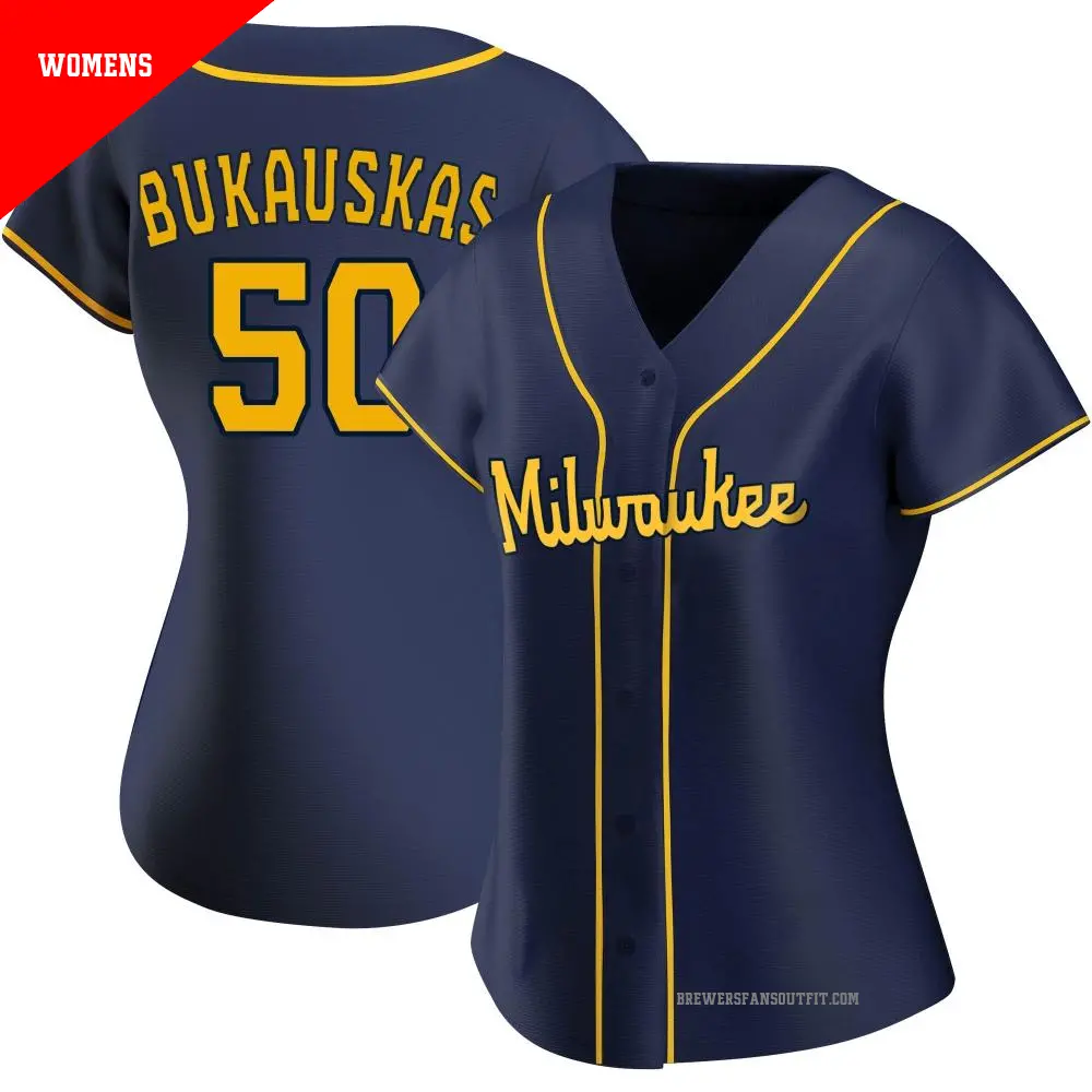 Women's ＃50 J.B. Bukauskas Milwaukee Brewers Navy Authentic Alternate Jersey