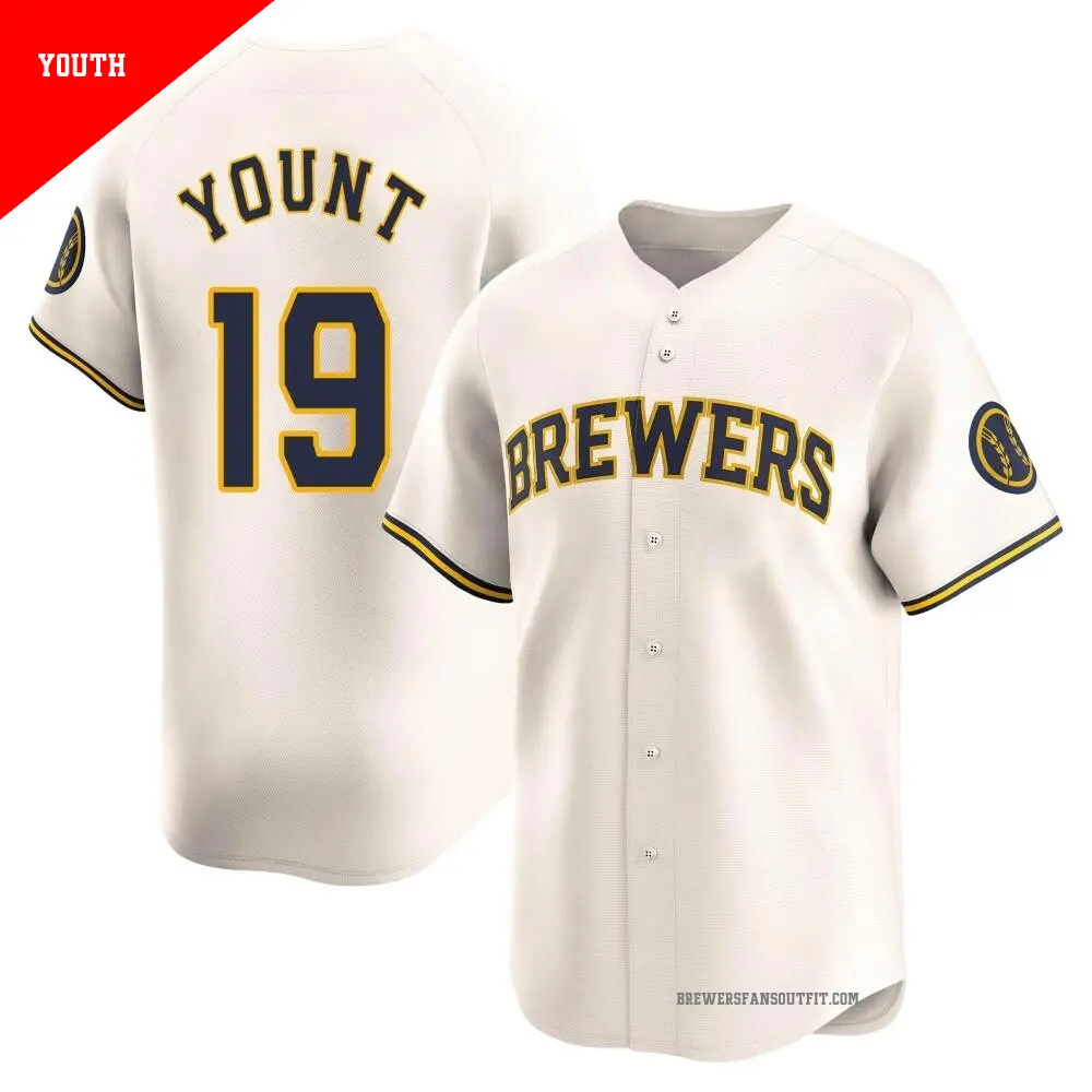 Youth ＃19 Robin Yount Milwaukee Brewers Cream Limited Home Jersey