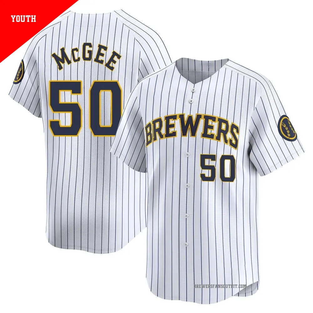 Youth ＃50 Easton McGee Milwaukee Brewers White Limited Alternate Jersey